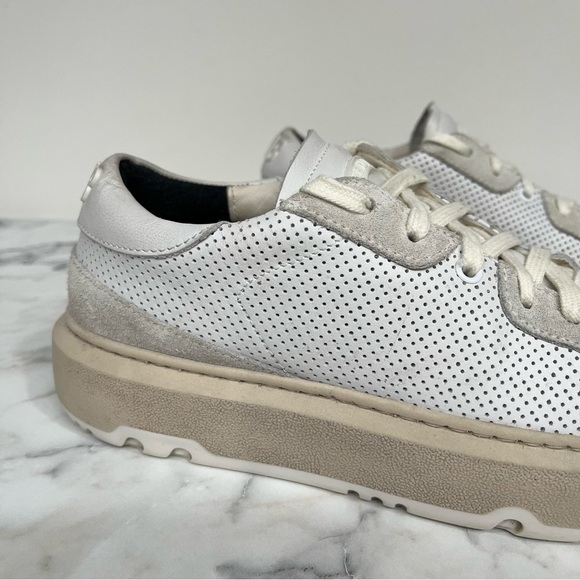 P448 Aerial Sneakers Perforated White Leather Woman’s Size 38 US 7.5/8 - Picture 2 of 11